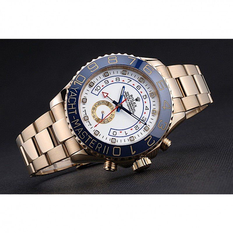 Rolex Yacht-Master II White Dial Blue Bezel Gold Bracelet 622271 - Afbeelding 4