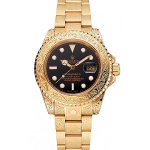 Super Clone Rolex Submariner Skull Limited Edition Black Dial Gold Case And Bracelet 1454071 - Image 11