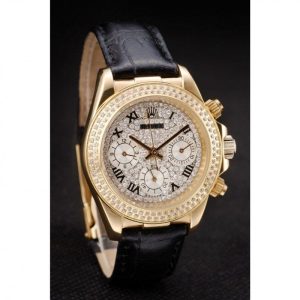 Super Clone Rolex Daytona Lady Gold Case Crystal Studded Bezel Crystal Studded Dial 98238 - Imagen 3