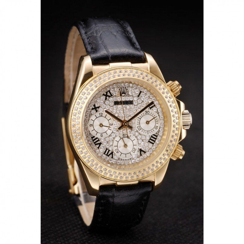 Super Clone Rolex Daytona Lady Gold Case Crystal Studded Bezel Crystal Studded Dial 98238 - Imagen 3
