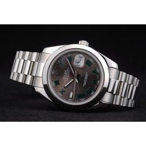 Super Clone Rolex DateJust Polished Stainless Steel Bezel Grey Dial 42000 - Image 5