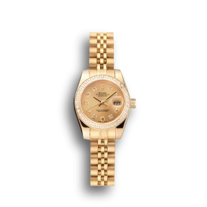 Super Clone Rolex Lady-Datejust Champagne Dial Diamond Bezel Gold Jubilee Bracelet 1454096
