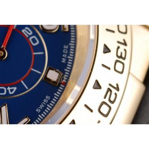 Super Clone Rolex Daytona Gold Case Blue Dial Black Leather Strap - Imagen 11