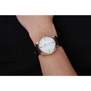 Rolex Cellini White Dial Gold Case Brown Leather Strap 622833 – Bild 10