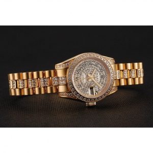 Super Clone Rolex DayJust Diamond Pave Dial Gold Diamond Bracelet 1453955 - Image 4