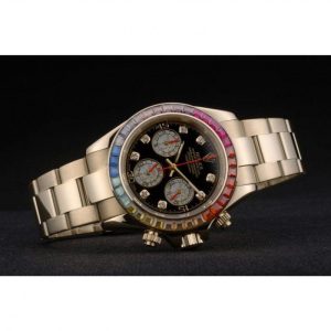 Super Clone Rolex Daytona Rose Gold Rainbow Crystal Bezel 80251 - Image 4