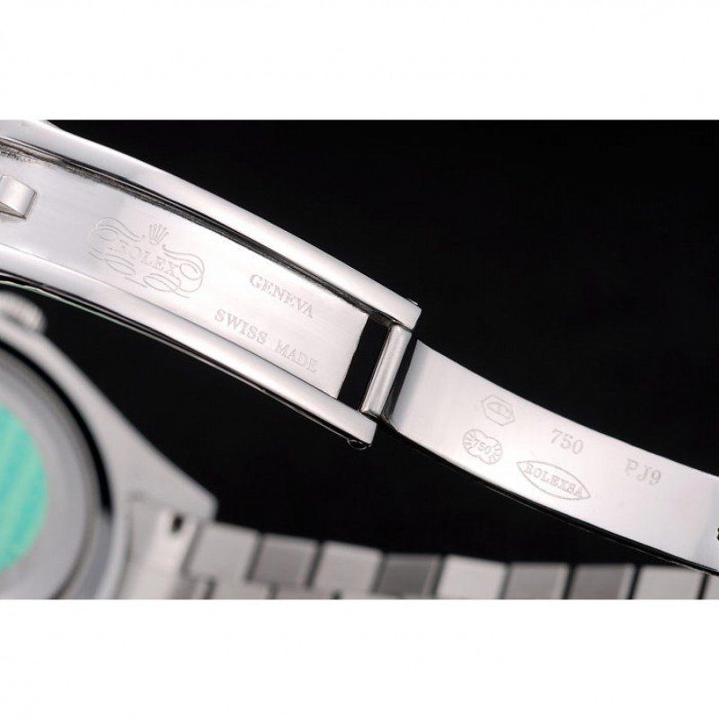 Super Clone Rolex DayDate Stainless Steel Ribbed Bezel Silver Dial 41995 - Image 7