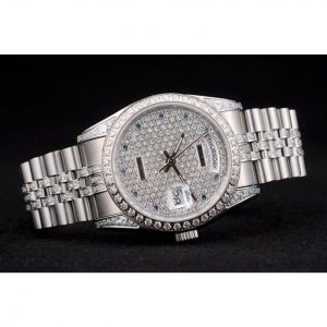 Rolex DayDate Diamond Plated Stainless Steel Bracelet Diamond Plated Dial 41985 – Image 4