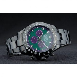 Super Clone Rolex Daytona Black Ion Plated Tachymeter Black Stainless Steel Strap Green Dial 80246 - Image 4