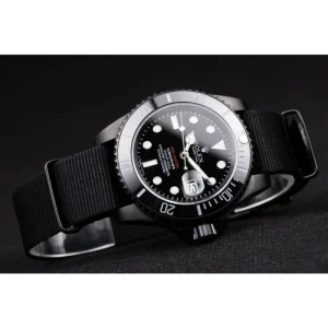 Super Clone Rolex Submariner Pro-Hunter Black Fabric Strap Black Dial - Image 4