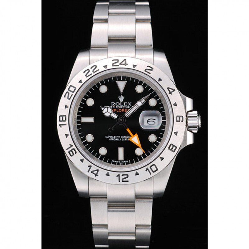 Super Clone Rolex Explorer Stainless Steel Bezel Black Dial Watch – Image 2