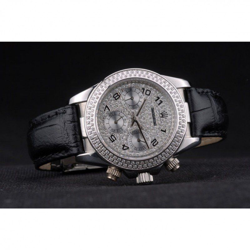 Super Clone Rolex Daytona Lady Stainless Steel Case Crystal Studded Bezel Crystal Studded Dial - Imagen 3