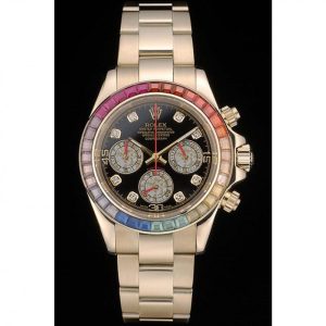 Super Clone Rolex Daytona Rose Gold Rainbow Crystal Bezel 80251 - Image 2