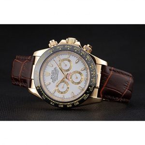 Super Clone Rolex Cosmograph Daytona Gold Case White Dial Brown Leather Bracelet 622633 - Imagen 5