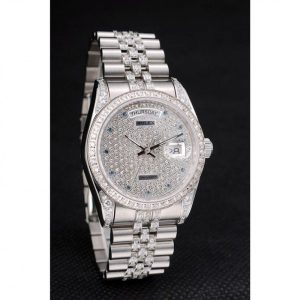 Rolex DayDate Diamond Plated Stainless Steel Bracelet Diamond Plated Dial 41985 – Image 3