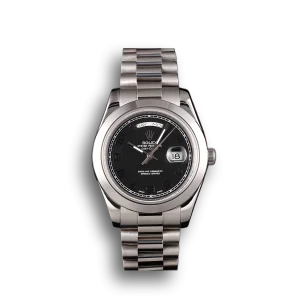 Super Clone Rolex Day-Date Stainless Steel Bracelet Black Dial 80294