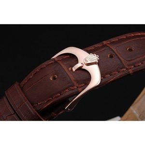 Rolex Cellini Gold Dial And Bezel Stainless Steel Case Brown Leather Strap 622840 - Imagen 6