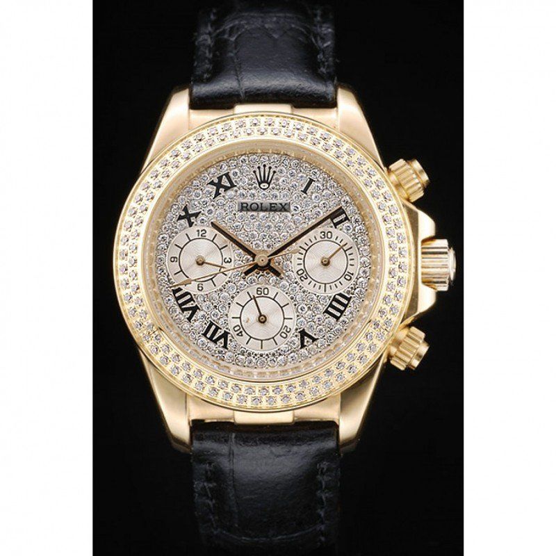 Super Clone Rolex Daytona Lady Gold Case Crystal Studded Bezel Crystal Studded Dial 98238 - Imagen 2