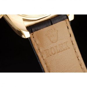 Super Clone Rolex Daytona Gold Case Blue Dial Black Leather Strap - Imagen 8
