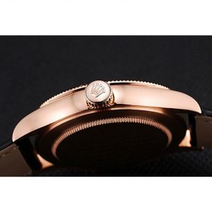 Super Clone Rolex Cellini Time Rose Gold Case Black Dial Black Leather Bracelet  622656 - Afbeelding 9
