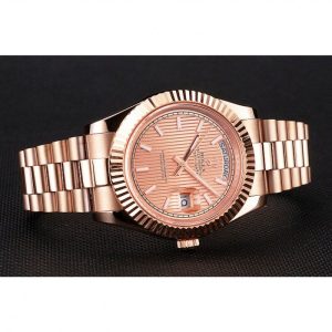 Super Clone Rolex Day-Date 40 Rose Gold Etched Dial Rose Gold Case And Bracelet - Image 5