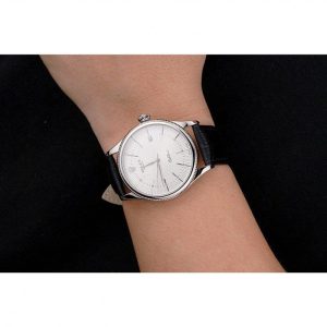 Super Clone Rolex Cellini Date White Dial Stainless Steel Case Black Leather Strap - Image 10