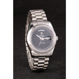 Super Clone Rolex Day-Date Stainless Steel Bracelet Black Dial 80294 - Image 3
