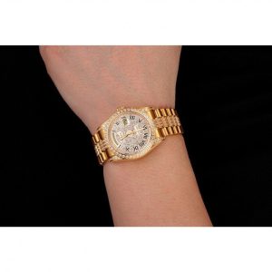 Super Clone Rolex Day-Date Diamond Pave Dial Gold Diamond Bracelet 1453956 - Afbeelding 9