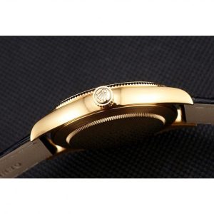 Super Clone Rolex Cellini Black Dial Gold Case Black Leather Strap - Image 9