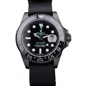 Super Clone Rolex GMT Master II Pro-Hunter Black Fabric Strap Black Dial – Bild 10