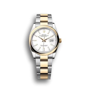 Rolex Datejust: 36 mm, Oystersteel and yellow gold, white dial, Oyster bracelet, m126203-0020