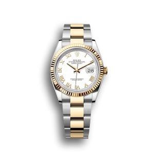 Rolex Datejust: 36 mm, Oystersteel and yellow gold, white dial, Oyster bracelet, m126233-0030