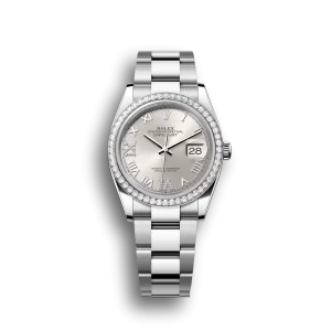 Rolex Datejust: 31 mm, Oystersteel and white gold, silver, diamond-set dial, Oyster bracelet, m126284rbr-0022