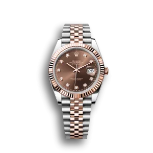 Rolex Datejust: 41 mm, Oystersteel and Everose gold, chocolate, diamond-set dial, Jubilee bracelet, m126331-0004