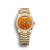 Rolex Day-Date: 36 mm, Yellow gold, with a carnelian, Diamond-set dial, Diamond-set bezel and a President bracelet, m128348rbr-0049
