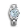 Rolex Day-Date: 36mm platinum, ice-blue, diamond-set dial, diamond-set bezel and a President bracelet, m128396tbr-0003