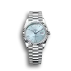 Super Clone Rolex Day-Date: 40 mm, Platinum with an ice-blue dial, Fluted bezel and a President bracelet, m228236-0012