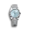 Rolex Day-Date: 40 mm, platinum, ice-blue dial, fluted bezel, President bracelet, m228236-0018
