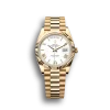 Rolex Day-Date: 40mm yellow gold with a white dial, fluted bezel and a President bracelet, m228238-0042