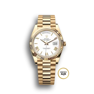 Rolex Day-Date: 40mm yellow gold with a white dial, fluted bezel and a President bracelet, m228238-0042 - Image 6