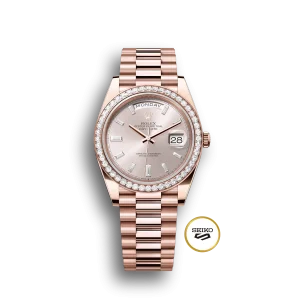 Rolex Day-Date: 40 Everose gold, with a sundust, diamond-set dial, diamond-set bezel and a President bracelet, m228345rbr-0007 - Image 6