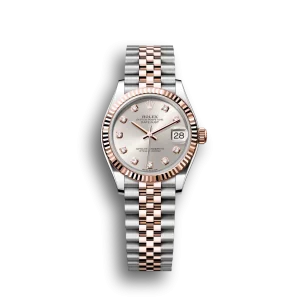 Rolex Datejust: 31 mm, Oystersteel and Everose gold, silver, diamond-set dial, Jubilee bracelet, m278271-0016