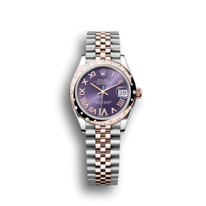 Rolex Datejust: 31 mm, Oystersteel and Everose gold, aubergine, diamond-set dial, Jubilee bracelet, m278341rbr-0020