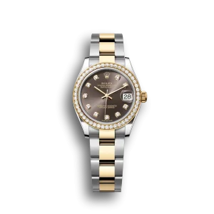 Rolex Datejust: 31 mm, Oystersteel and yellow gold, dark grey, diamond-set dial, Oyster bracelet, m278383rbr-0021