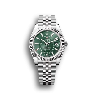 Rolex Sky-Dweller: 42 mm, White gold with a mint green dial and a Jubilee bracelet, m336934-0002