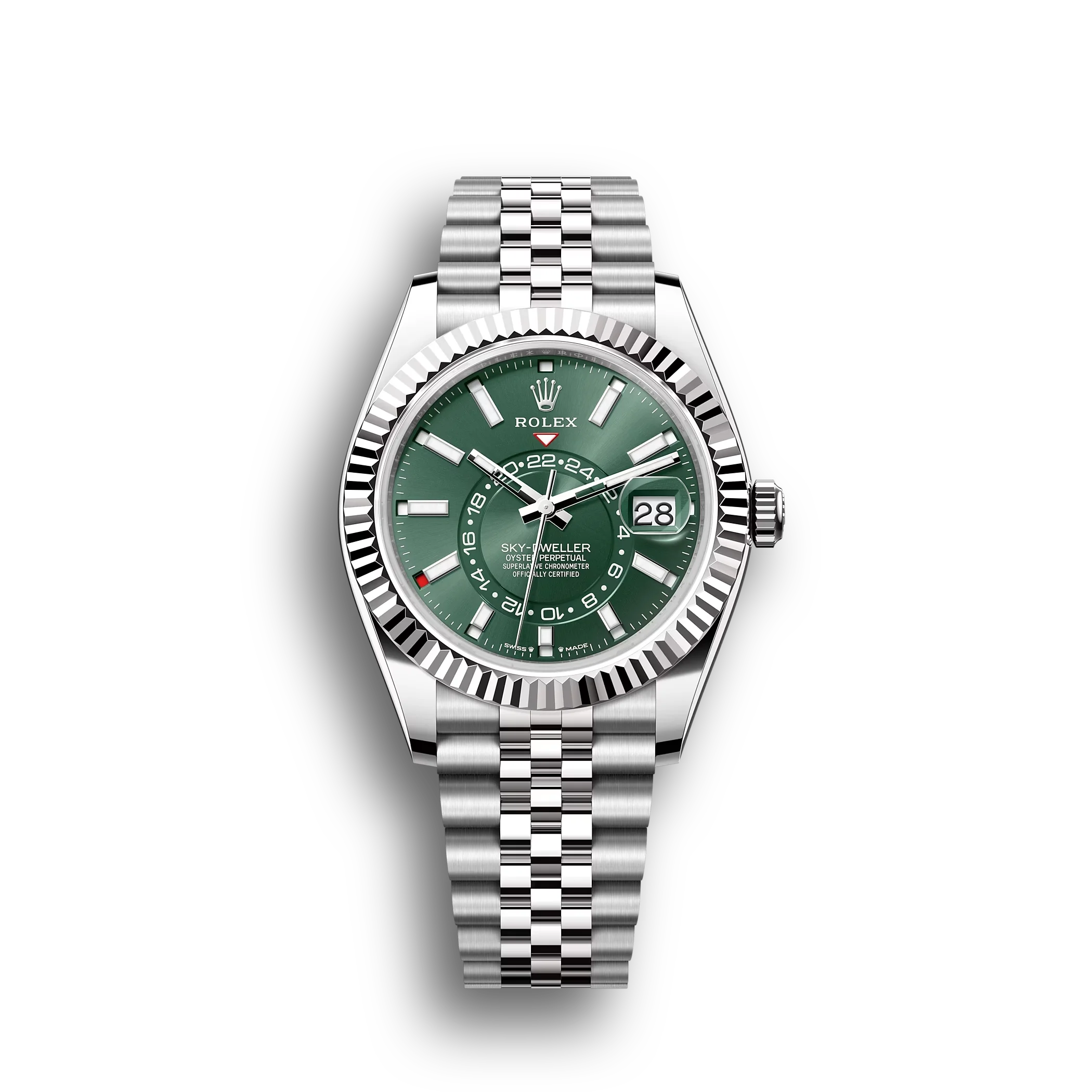 Rolex Sky-Dweller: 42 mm, White gold with a mint green dial and a Jubilee bracelet, m336934-0002