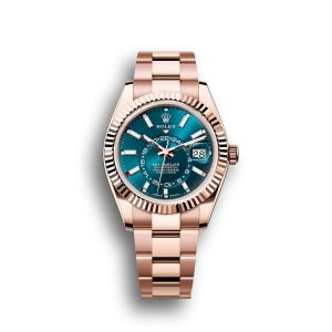 Rolex Sky-Dweller: 42 mm, Everose gold with a blue-green dial and an Oyster bracelet, m336935-0001
