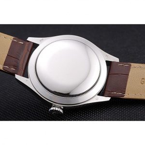 Rolex Cellini White Dial Stainless Steel Case Brown Leather Bracelet 622723 - Afbeelding 8