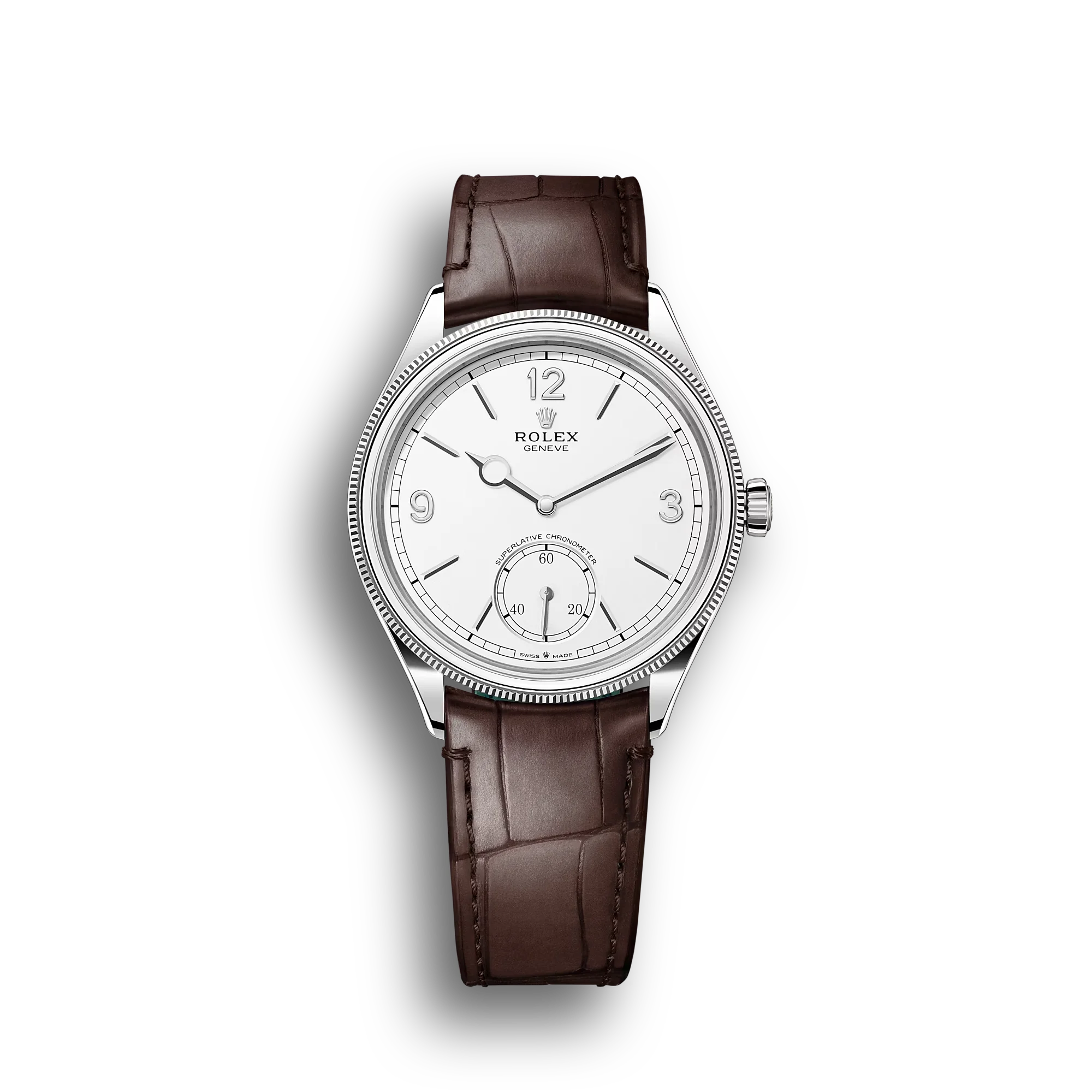 Rolex 1908: 39 mm, white gold with an alligator leather strap, m52509-0006