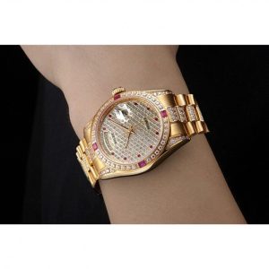 Super Clone Rolex Day-Date Diamonds Yellow Gold-SRL184 621614 - Image 11